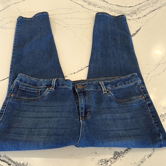 Workshop Republic Clothing Skinny Stretchy Blue Jean with Floral Details sz. 12 - Picture 9 of 11